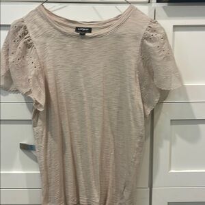 Express xs Tan lace sleeve Short Sleeve Blouse
